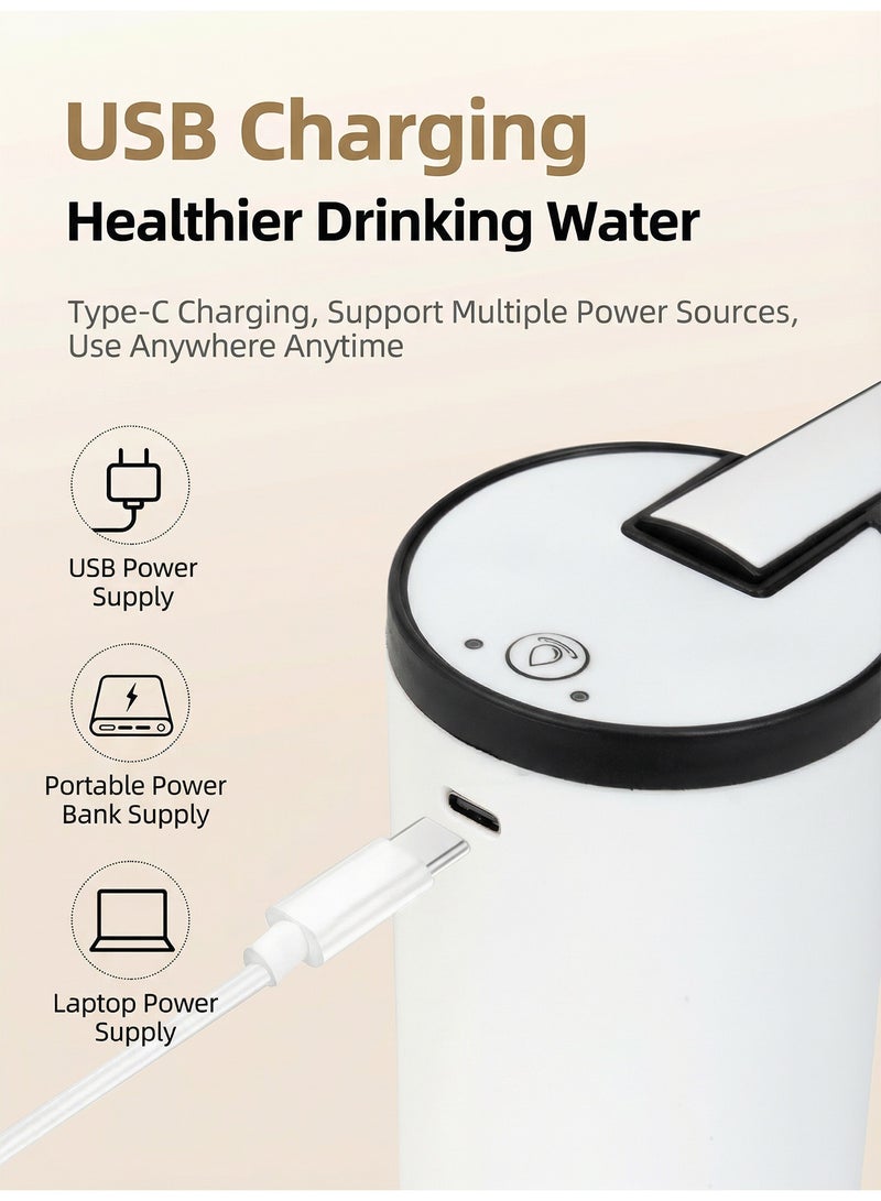 كوكنا مضخة مياه كهربائية، مضخة قارورة قابلة لإعادة الشحن USB، مضخة مياه محمولة بلمسة واحدة مع خرطوم سيليكون، لون أبيض - Image 5